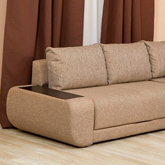 Угловой диван после перетяжки тканью